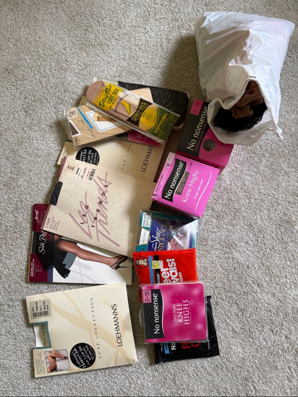 Mixed Packaged Hosiery & Knee Highs - Pink, Beige, Black